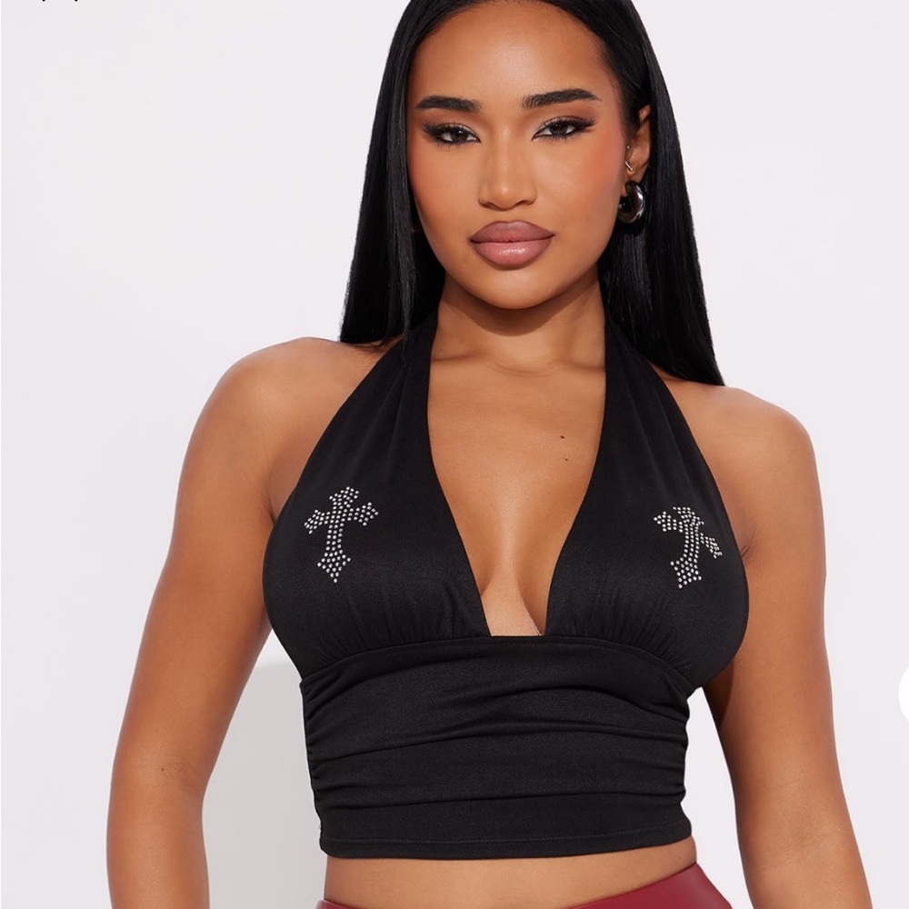 Fashion Nova Black Halter Crop Top